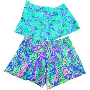 Lilly Pulitzer Tropical Print Shorts Lot - Aqua & Blue